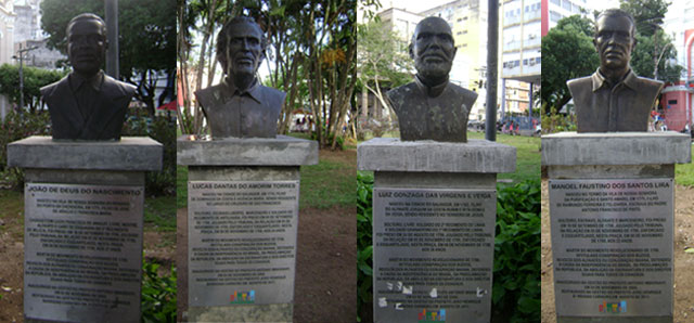 Bustos dos mártires da Revolução dos Búzios. Fotos: andrevruas Wikimedia Commons. Creative Commons